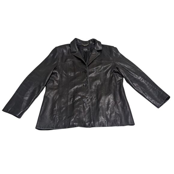 Wilsons Leather Women’s Trench Coat Soft Black Leather Size 2X‎ Button-Up Jacket - Picture 1 of 9